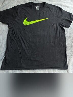 Nike Black Short-Sleeve Tee with Neon Green Swoosh